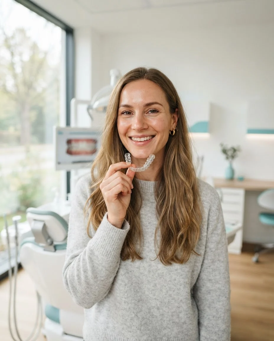 Пациентка с прозрачен алайнер Invisalign в Saliev Dental Care